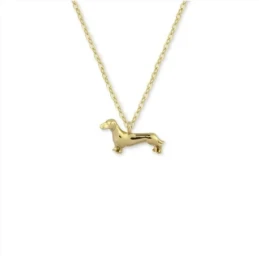 Collar Gargantilla Plata Ley 925m chapado oro 40 cm. colgante perro d