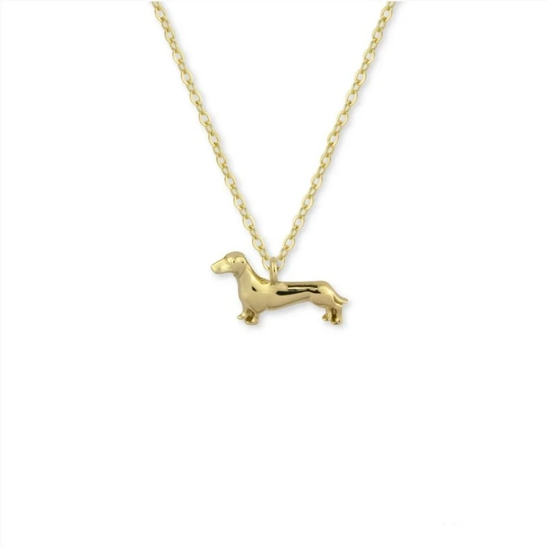 Collar Gargantilla Plata Ley 925m chapado oro 40 cm. colgante perro d