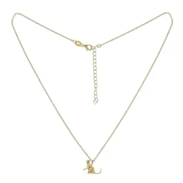 Collar Gargantilla Plata Ley 925m chapado oro 40 cm. colgante gato 12