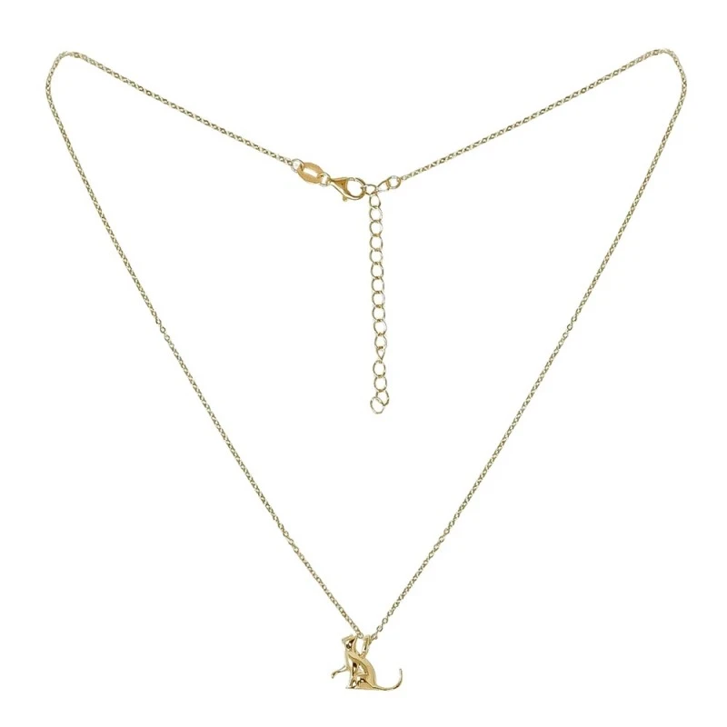 Collar Gargantilla Plata Ley 925m chapado oro 40 cm. colgante gato 12