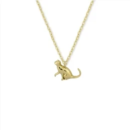 Collar Gargantilla Plata Ley 925m chapado oro 40 cm. colgante gato 12