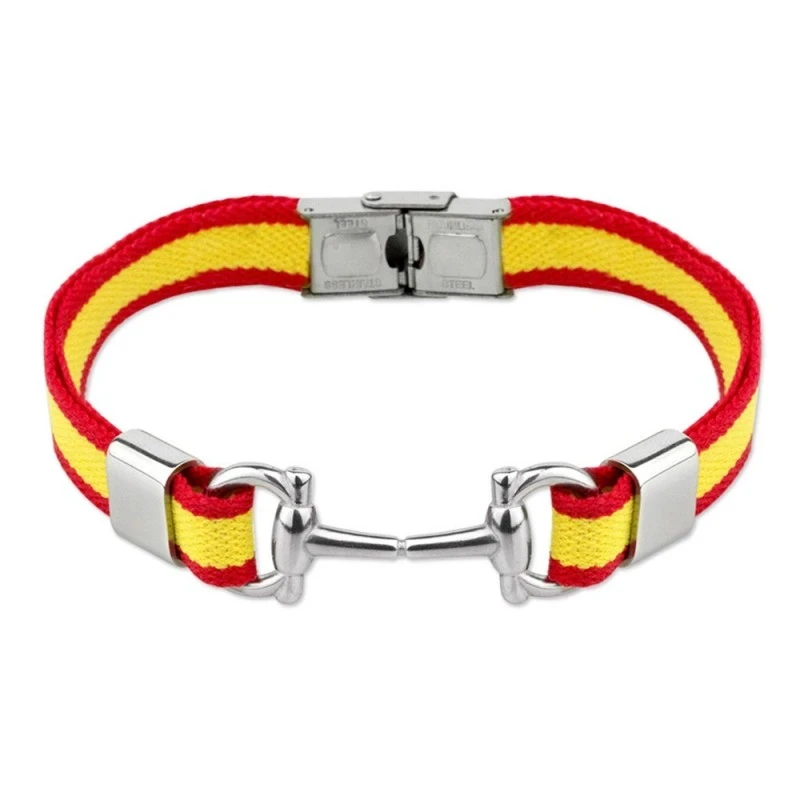 Pulsera Acero Inoxidable 21 cm. colección ALBERO bandera España tela