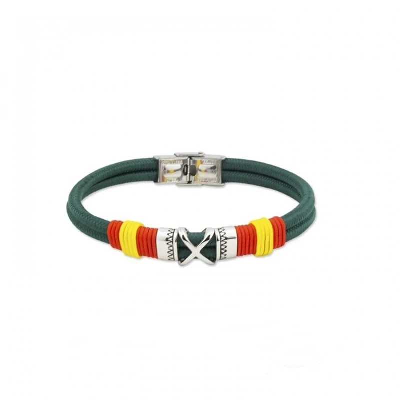 Pulsera Acero Inoxidable 21 cm. colección ALBERO centro X bandera Esp
