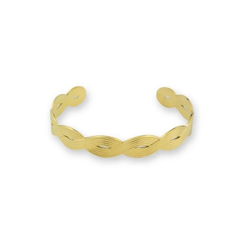 Brazalete Pulsera Acero Inoxidable dorado diámetro 65 mm. abierta aju