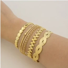Brazalete Pulsera Acero Inoxidable dorado diámetro 60 mm. abierta for