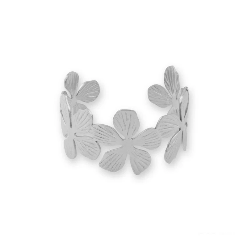 Brazalete Pulsera Acero Inoxidable diámetro 60 mm. abierta forma flor