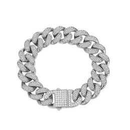 Pulsera Acero Inoxidable 22 cm. circonitas eslabones grandes ancho 14