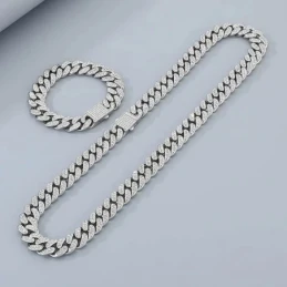 Pulsera Acero Inoxidable 22 cm. circonitas eslabones grandes ancho 14