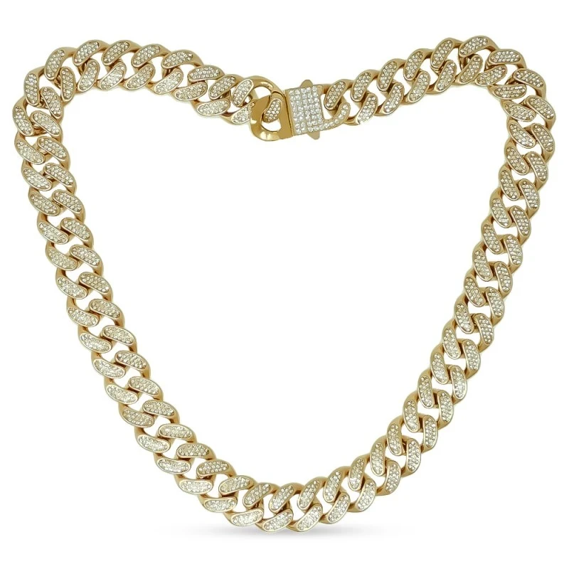 Gargantilla collar Acero Inoxidable dorado 58 cm. circonitas eslabone