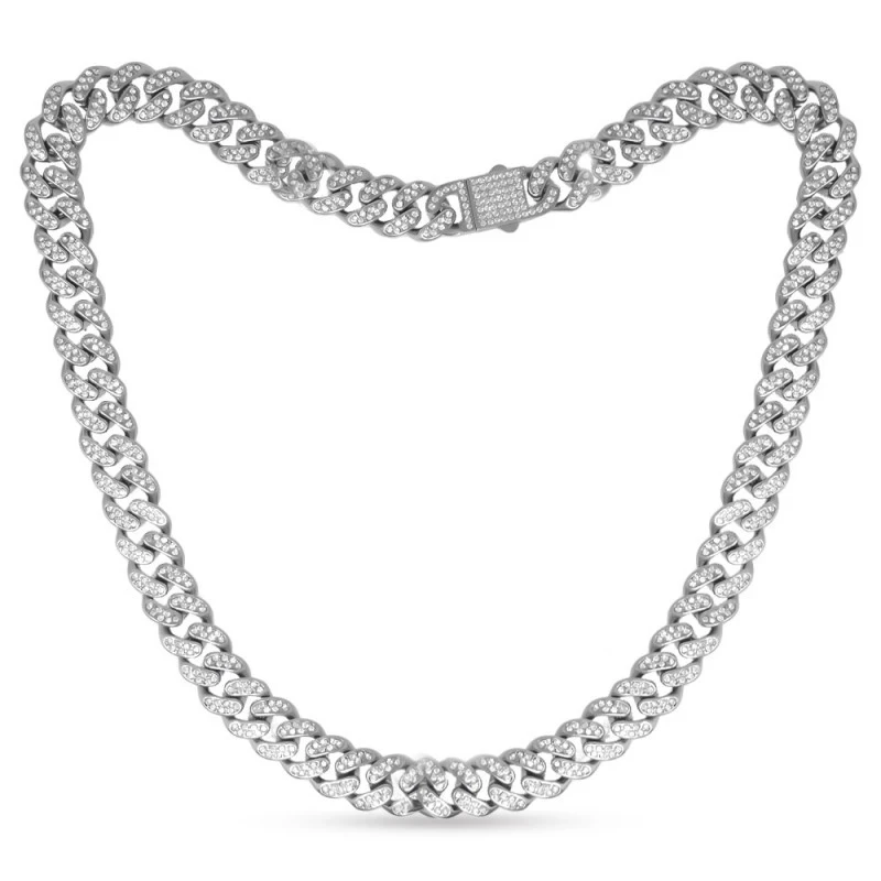 Gargantilla collar Acero Inoxidable 58 cm. circonitas eslabones grand