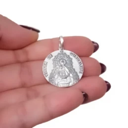Virgen de Guadalupe de España Medalla Plata Ley 925m maciza 24 mm.. G