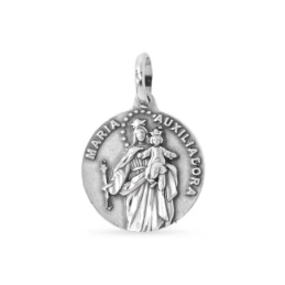 Virgen María Auxiliadora Medalla Plata Ley 925m maciza 17 mm.. Grabac