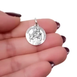 Virgen María Auxiliadora Medalla Plata Ley 925m maciza 17 mm.. Grabac