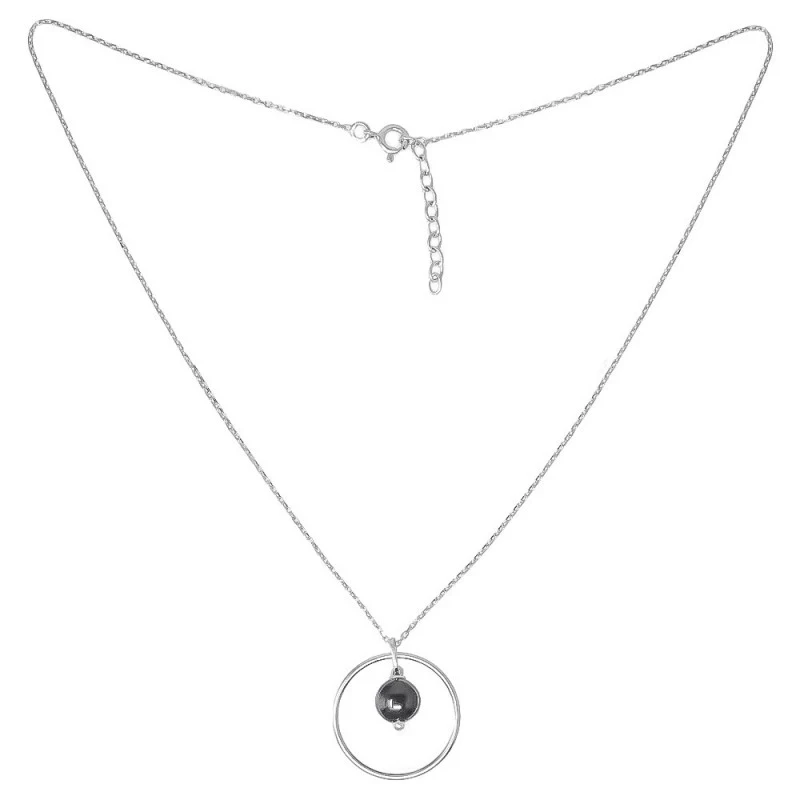 Gargantilla Collar Plata Ley 925m mujer 40 cm. colgante círculo calad