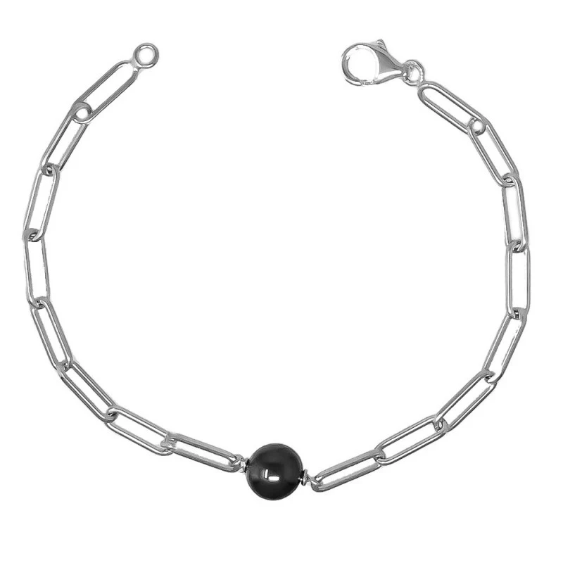 Pulsera Plata Ley 925m mujer 17 cm. cadena forzada alargada piedra he