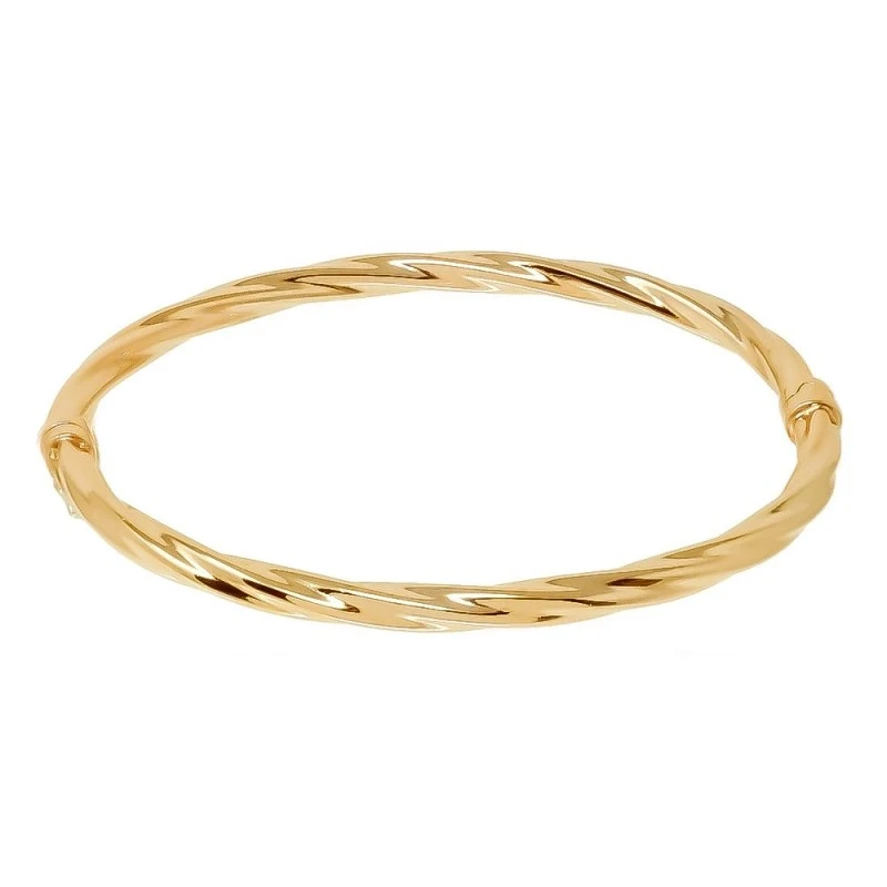 Pulsera rígida Brazalete Latón chapado oro 60 mm. ondulados. Chapado