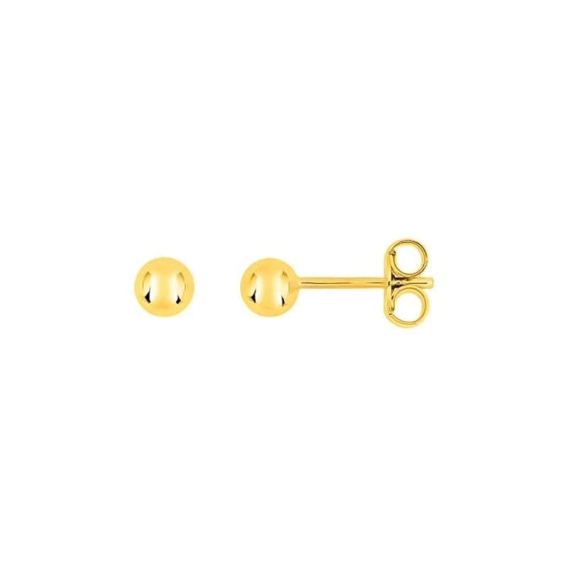Pendientes Latón chapados oro bolas 4 mm. lisas. Chapado Oro Alta Cal
