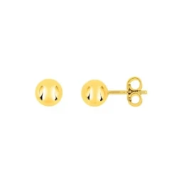 Pendientes Latón chapados oro bolas 6 mm. lisas. Chapado Oro Alta Cal