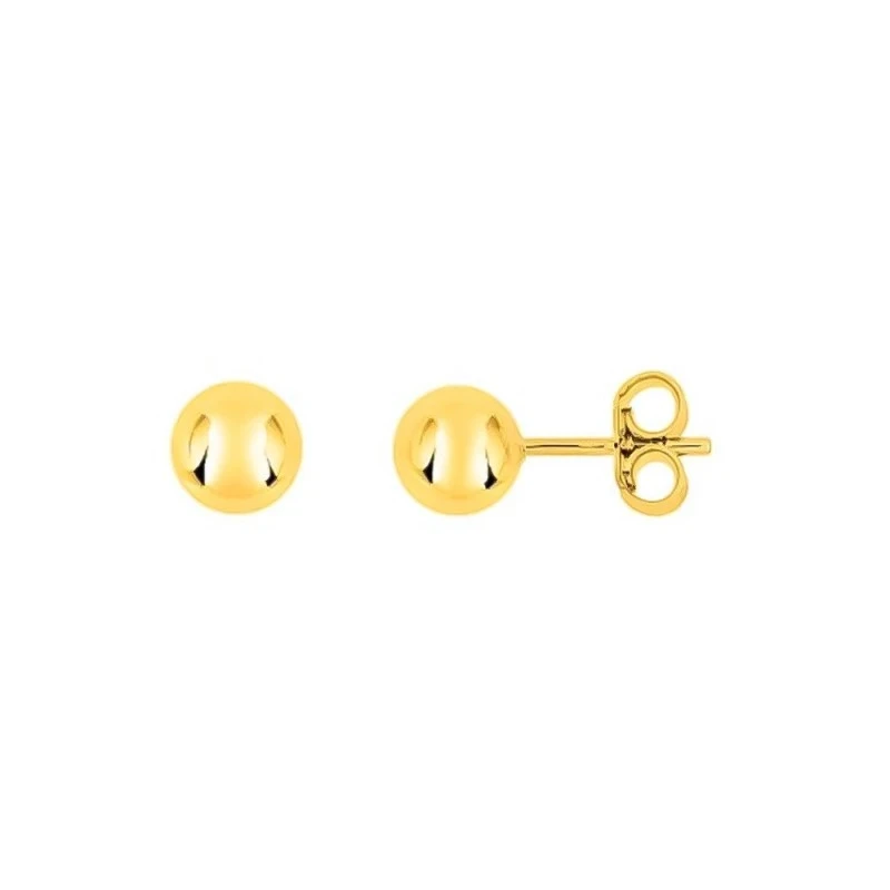 Pendientes Latón chapados oro bolas 6 mm. lisas. Chapado Oro Alta Cal