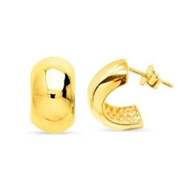 Pendientes Latón chapados oro criollas 14 mm. lisos. Chapado Oro Alta