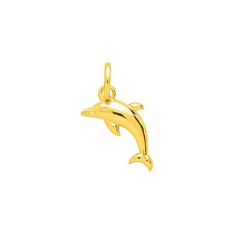 Colgante Delfín Latón chapado oro 17 mm. liso. Chapado Oro Alta Calid