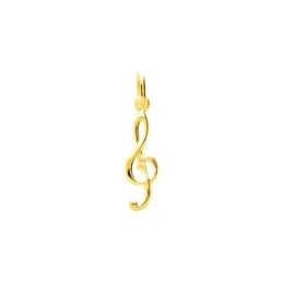 Clave de Sol Colgante Latón chapado oro 20 mm. nota musical. Chapado