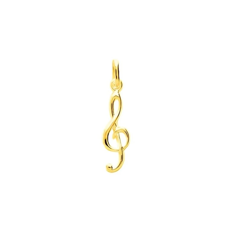 Clave de Sol Colgante Latón chapado oro 20 mm. nota musical. Chapado