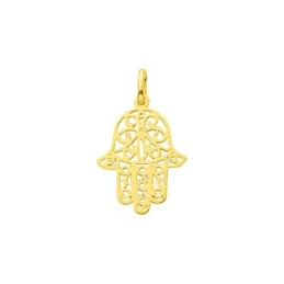 Mano de Fátima Colgante Amuleto Latón chapado oro 23 mm.. Chapado Oro