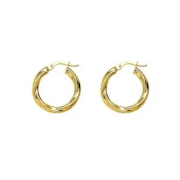 Aros Pendientes Latón chapados oro 20 mm. tubos 3 mm. ancho. Chapado
