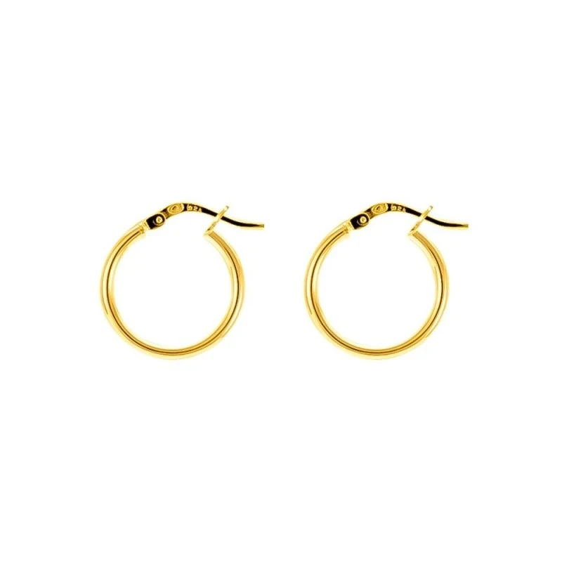 Aros Pendientes Latón chapados oro 18 mm. lisos tubo 2 mm. ancho. Cha