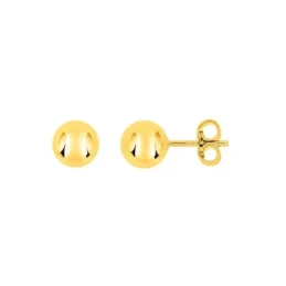 Pendientes Latón chapados oro bolas 8 mm. lisas. Chapado Oro Alta Cal
