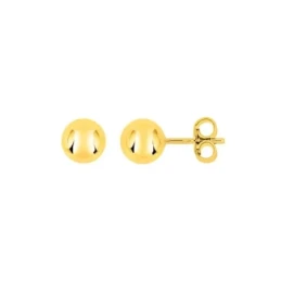 Pendientes Latón chapados oro bolas 7 mm. lisas. Chapado Oro Alta Cal
