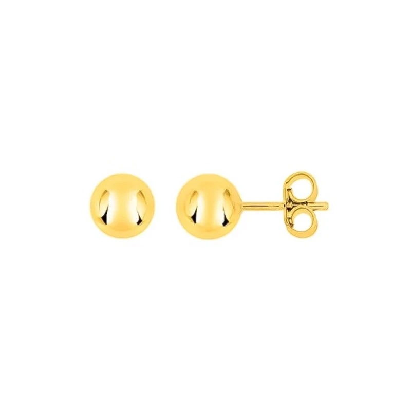 Pendientes Latón chapados oro bolas 7 mm. lisas. Chapado Oro Alta Cal
