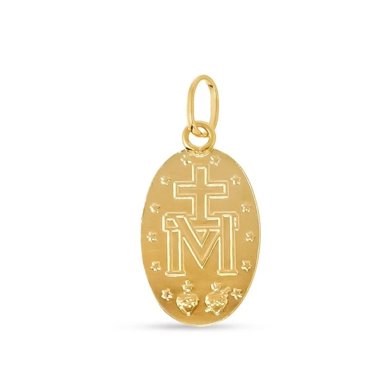 Virgen Milagrosa Medalla Latón chapada oro 19 mm. trasera. Chapado Or