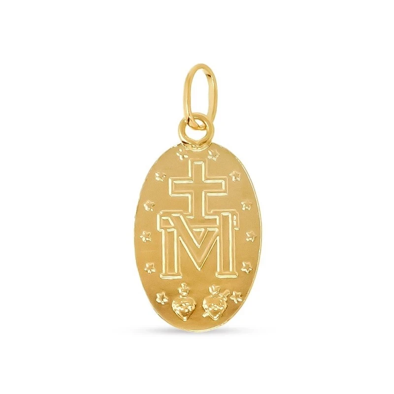 Virgen Milagrosa Medalla Latón chapada oro 22 mm. trasera. Chapado Or