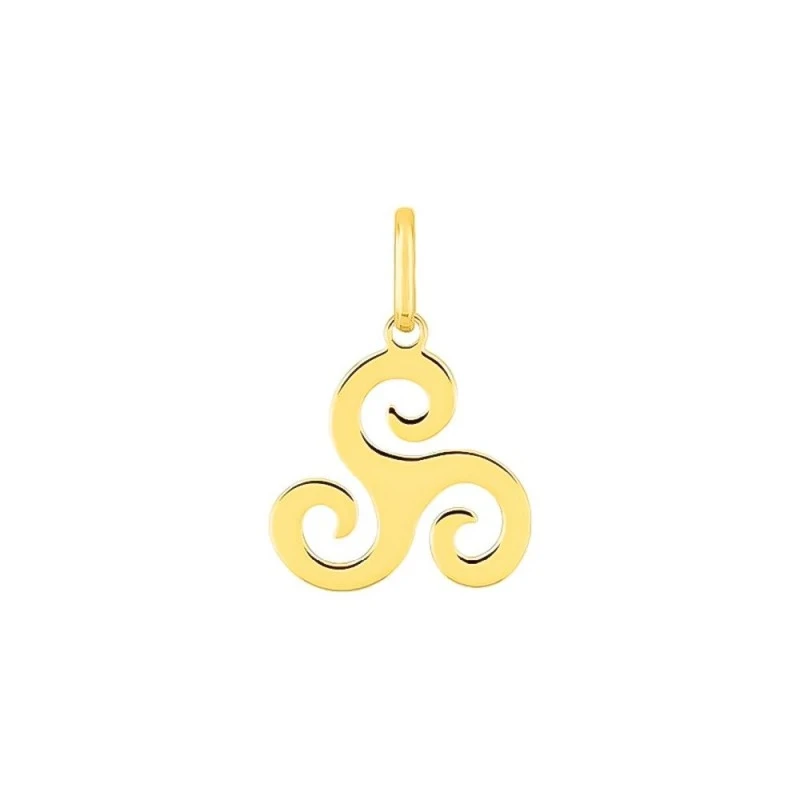 Trisquel Colgante Amuleto Latón chapado oro 15 mm. liso. Chapado Oro