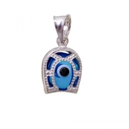 Ojo Turco Colgante Amuleto Plata Ley 925m herradura 10 mm.