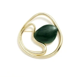 Broche Pertegaz Chapado Oro mujer DUNE piedra verde centro latón