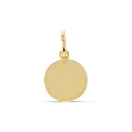 San Miguel Colgante Plata Ley 925m chapado oro 12 mm. bisel liso. Gra