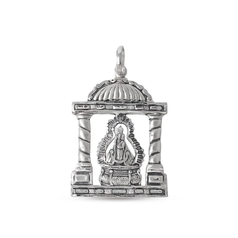 Virgen de la Cabeza Colgante Plata Ley 925m macizo 37 mm. en trono de