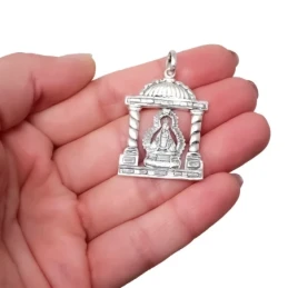 Virgen de la Cabeza Colgante Plata Ley 925m macizo 37 mm. en trono de