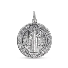 San Benito Medalla Plata Ley 925m maciza 28 mm. cruz detalle parte tr