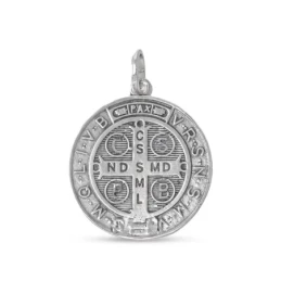 San Benito Medalla Plata Ley 925m maciza 28 mm. cruz detalle parte tr