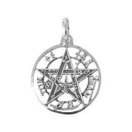 Tetragramatón Colgante Amuleto Plata Ley 925m macizo 23 mm. calado ce