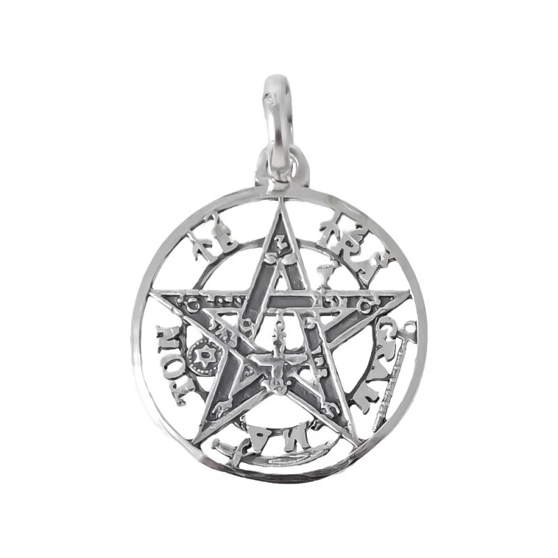 Tetragramatón Colgante Amuleto Plata Ley 925m macizo 23 mm. calado ce