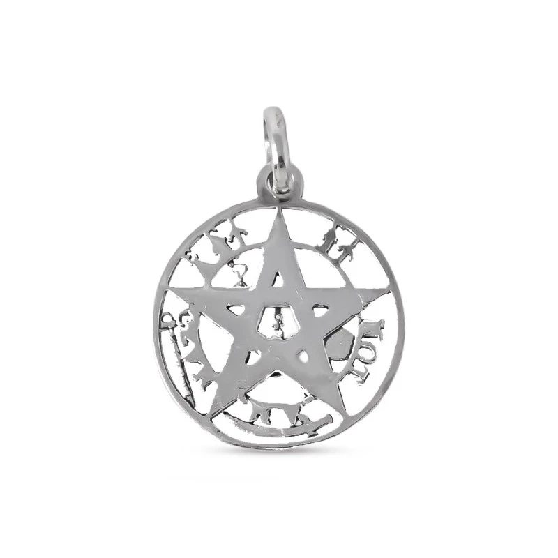 Tetragramatón Colgante Amuleto Plata Ley 925m macizo 23 mm. calado ce