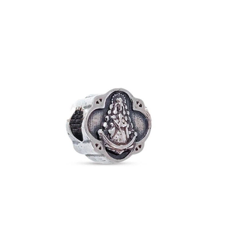 Charm Abalorio Virgen del Rocío Plata Ley 925m icono 12 mm. forma pan