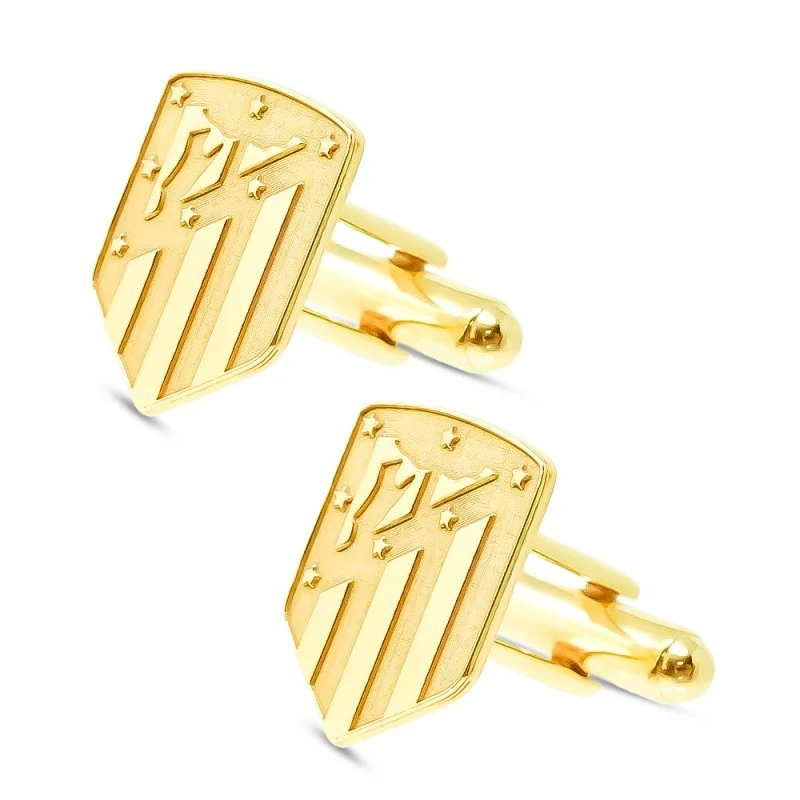 Atlético de Madrid Gemelos Plata Ley 925m chapados oro 18 mm. escudo
