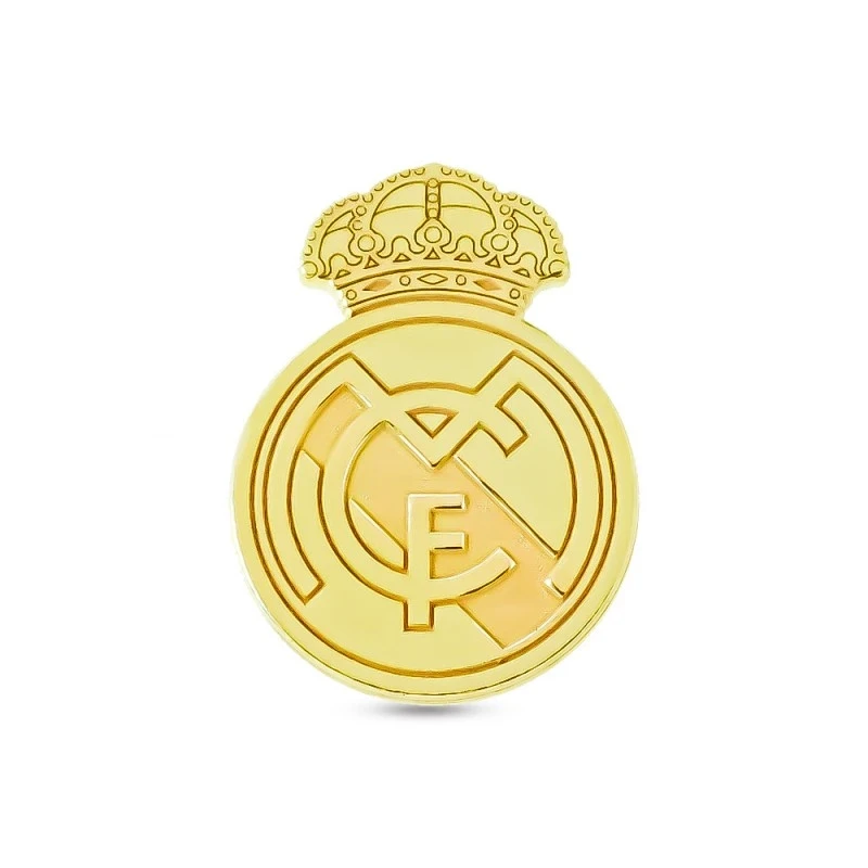 Real Madrid Pin Plata Ley 925m chapado oro macizo 17 mm. escudo láser