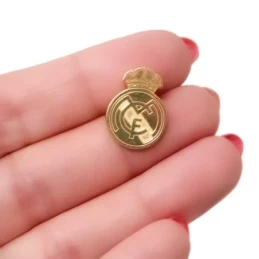 Real Madrid Pin Plata Ley 925m chapado oro macizo 17 mm. escudo láser
